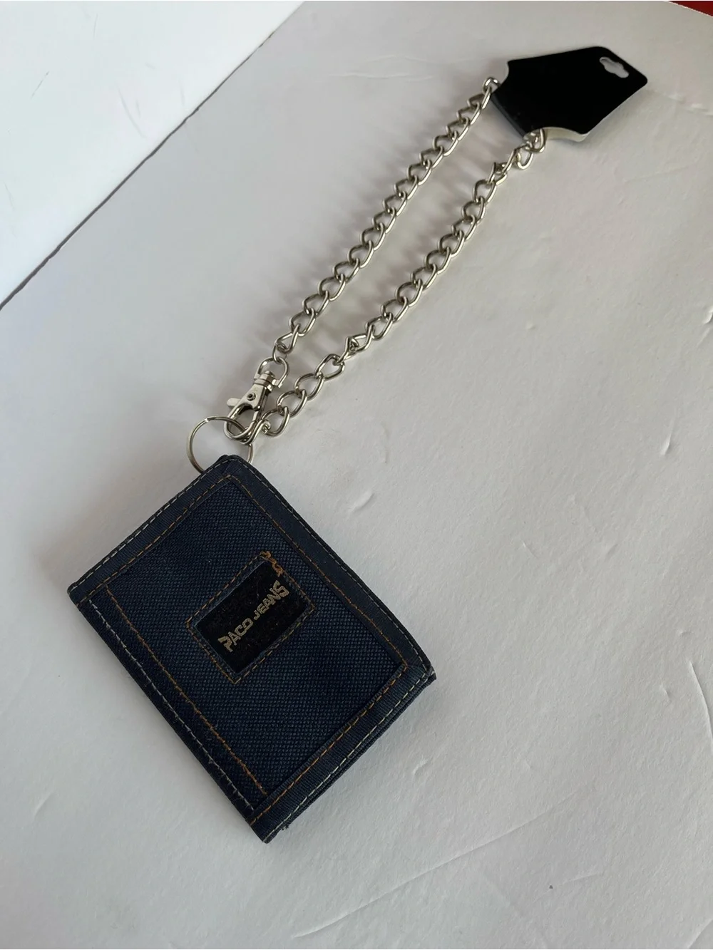 Y2K Paco Jeans Trifold Navy Denim Canvas Chain Vintage Wallet